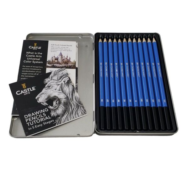 NWOT Castle Arts 12 Premium Quality Drawing Pencils B - 8B, HB - 5H - Picture 1 of 10